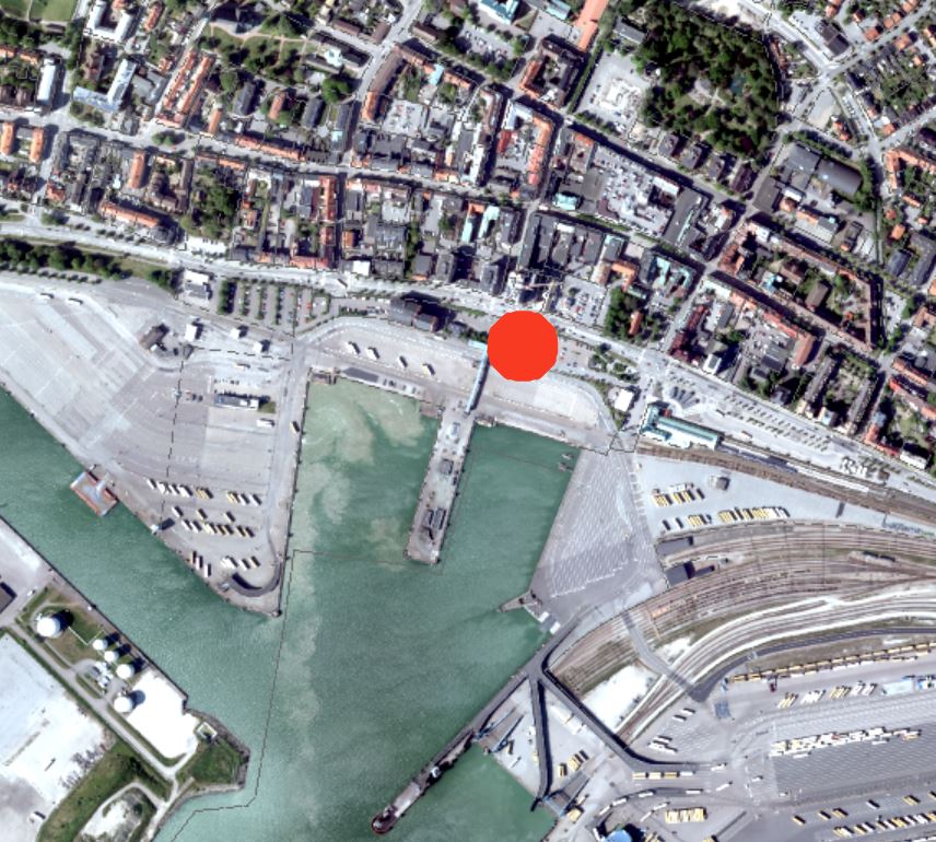 Kartbild som visar var mobilitetshuset planeras.