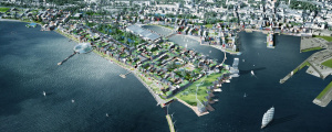 Framtidsbild över Sjöstaden
